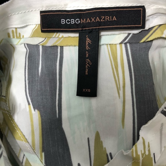 BCBG Max ruffled summer work top green, grey, blue - Picture 8 of 8